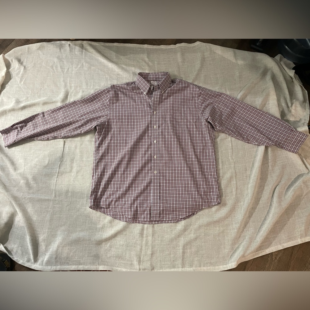 Brooks Brothers Red and White Checkered Men's Shirt